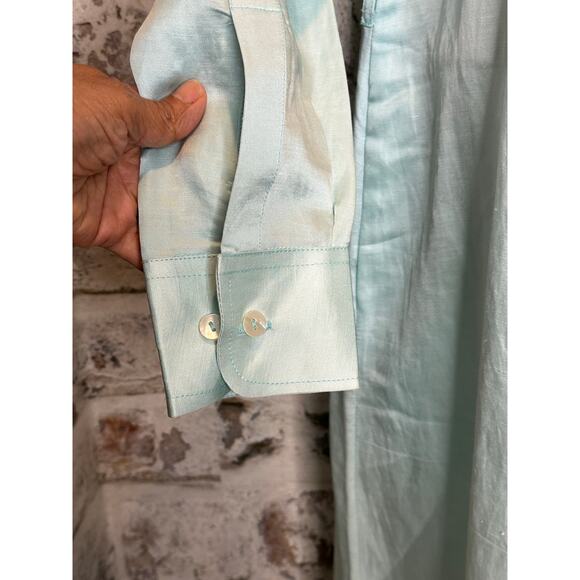 Bella Tu embellished 54" Kara caftan linen blend shirtdress size M $415 NWT - Picture 8 of 16